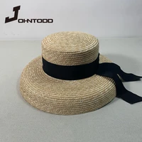 womens summer big soft top hat straw hat with black and white ribbon lace tie m wide brim sun hat uv protection beach hat cap