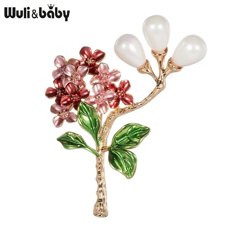 Wuli &amp baby красные синие груша сиреневый цветок броши для женщин эмаль свадьбы