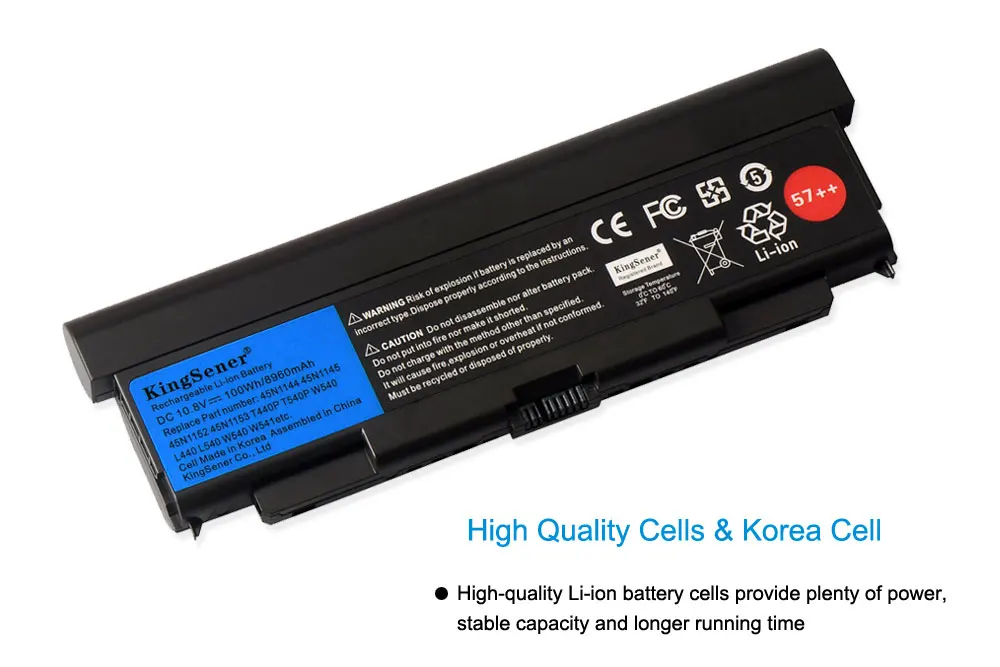 Аккумулятор KingSener для ноутбука Lenovo ThinkPad T440P T540P W540 L440 L540 45N1152 45N1153 45N1149 45N1145 45N1160 57 + ++ -