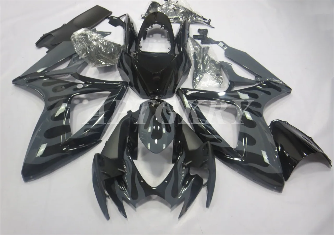 

Новый комплект обтекателей из АБС-пластика для мотоцикла, подходит для Suzuki GSXR600 GSXR750 K6 2006 2007 06 07, комплект кузова серого и черного цвета