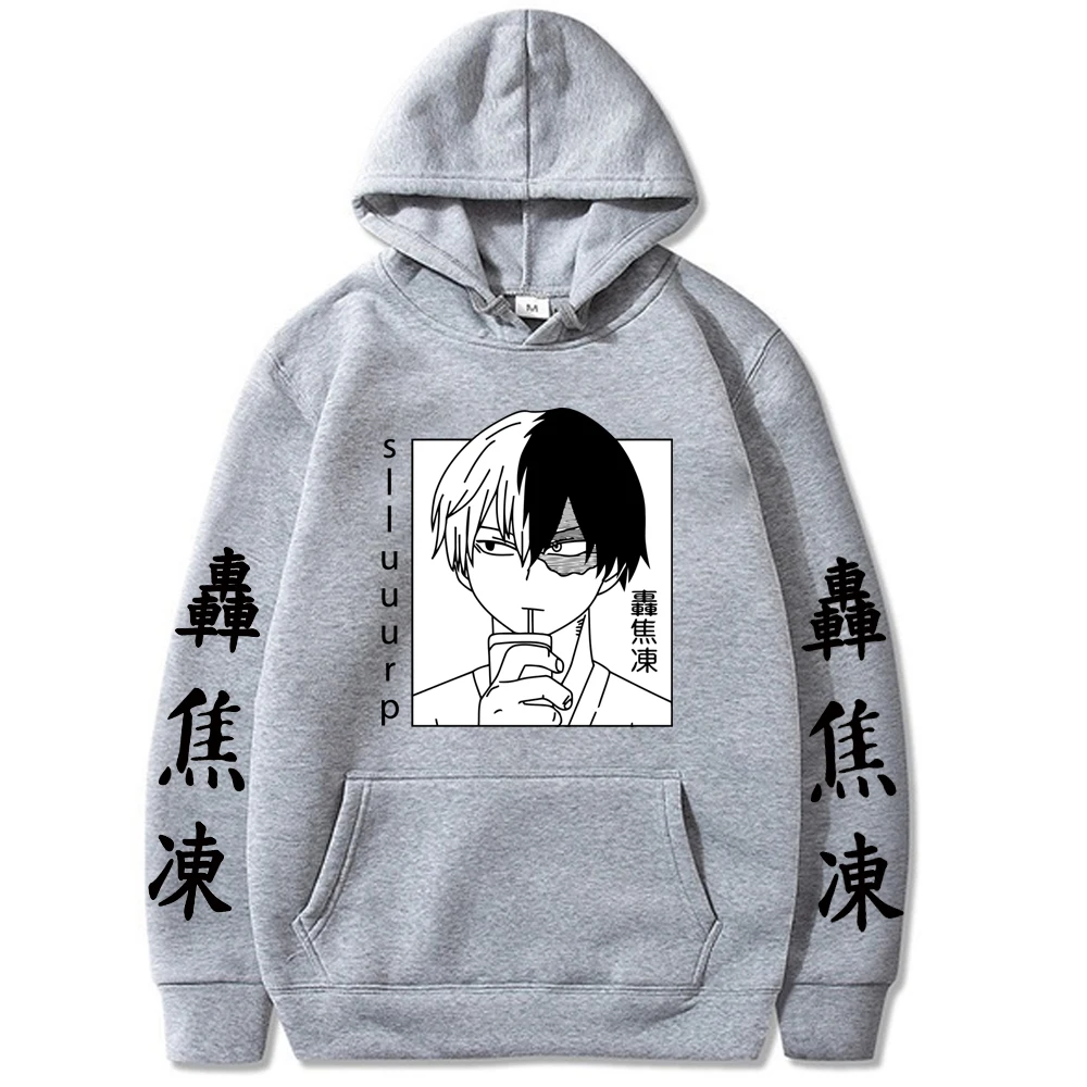 

Women Hip-Hop Hoodie O-Neck Streetwear Sweatshirts Shoto Todoroki Print Men Hot Anime My Hero Academia Print Hooded Sweater