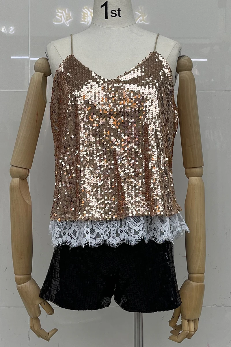 Новинка сексуальные женские майки H80 & S90 женский жилет с блестками для ночного