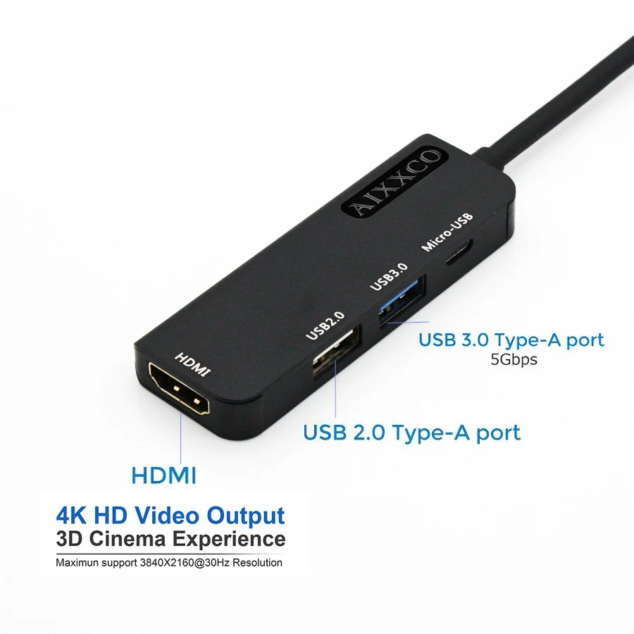 AIXXCO USB C концентратор USB-C-3,0 концентратор HDMI Thunderbolt 3 адаптер для MacBook samsung Galaxy S9 huawei P20 mate 20 Pro type C usb-хаб