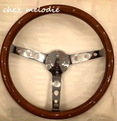 spoke round hole Настоящие заклепки, инкрустированные высоким зеркалом хромированные спицы 15 дюймов 38 см, универсальные винтажные классические деревянные автобусные рулевые колеса, ручной работы - Цвет: spoke round hole
