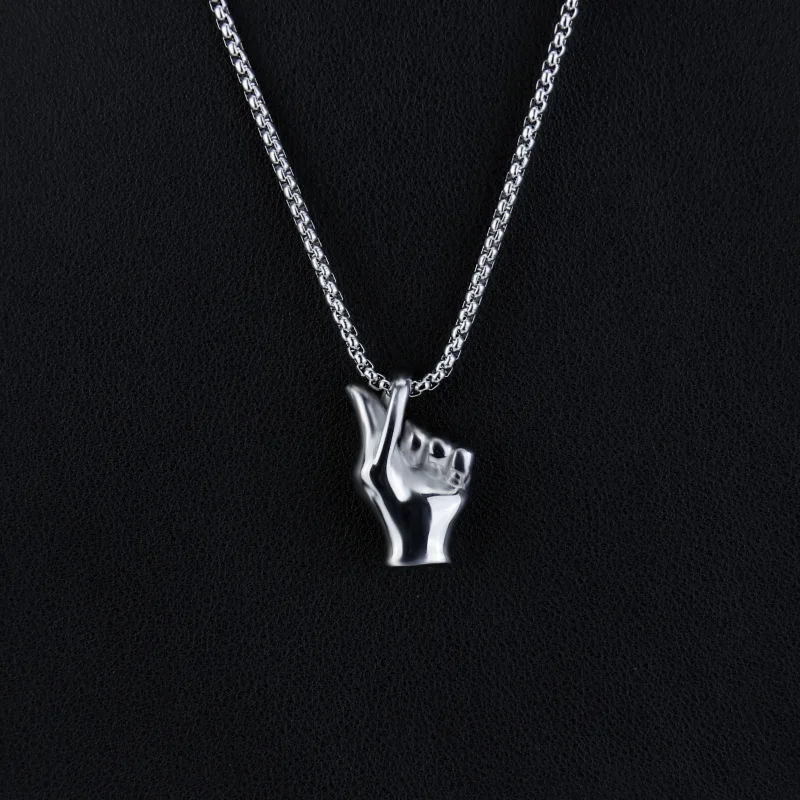 

HNSP Hip Hop Rock Hand Pendant Chain Necklace For Men Women Punk Goth Gift wholesale