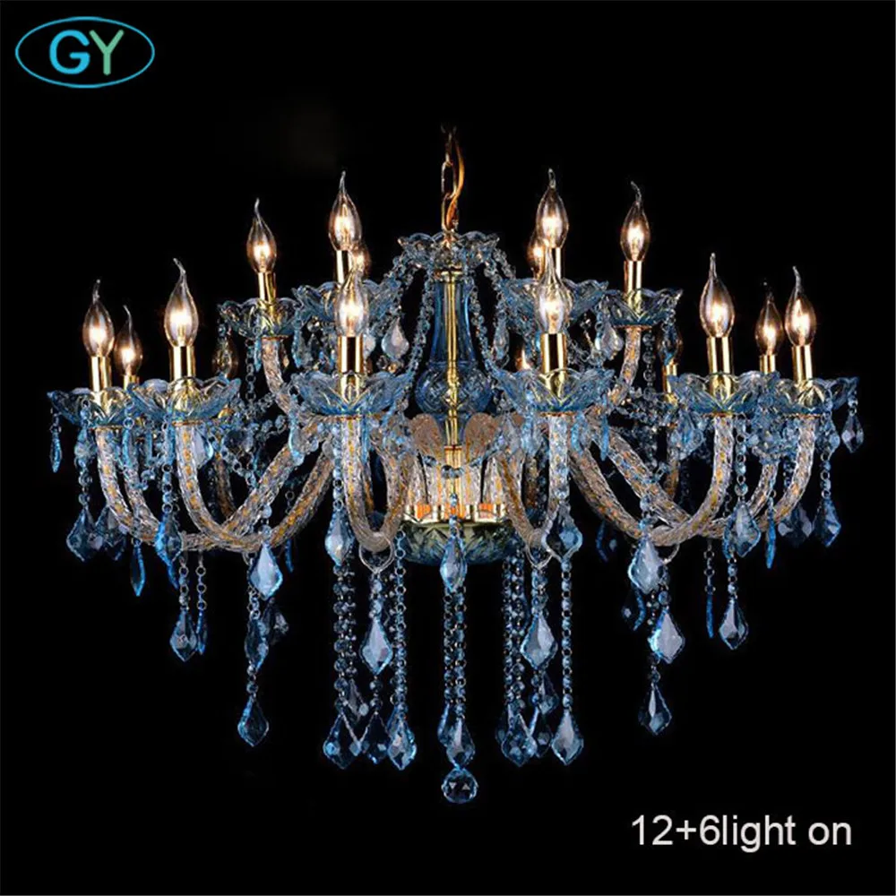 Современная люстра Lustre Хрустальные люстры светло голубые стеклянные De Cristal