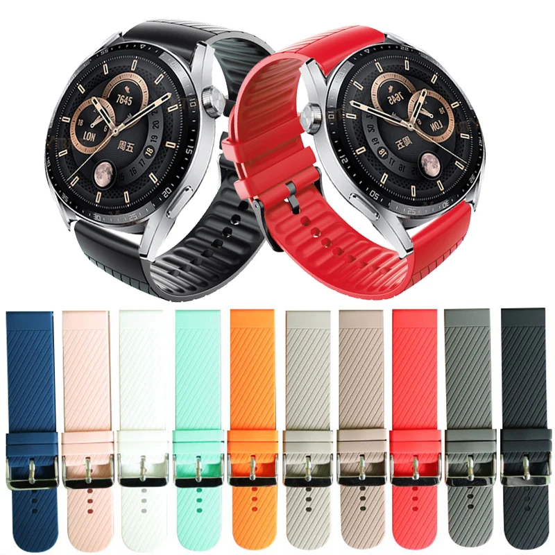 

22mm Silicone Sport Watch Band For Huawei Watch GT / GT 3 46mm Watchband Strap Bracelet For Huawei GT 2 46mm GT2 Pro 2E Correa
