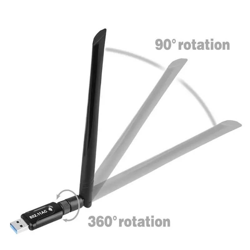 

1200M WiFi USB 3.0 Wireless Network Card 2.4G/5GHz USB3.0 Dual Frequency anti-interference WiFi Receiver Support WPA/WPA2/WEP