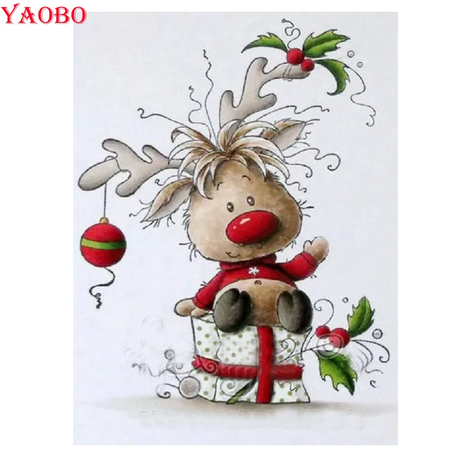 

Yaobo бриллиантовый рисунок Рождество мультяшный олень 5d полный квадрат/круглый сверло Алмазная вышивка ручной работы подарок наборы для выш...