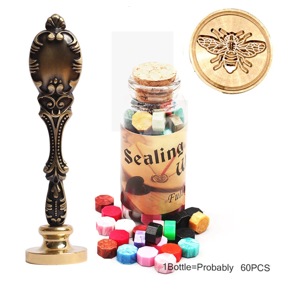 60 шт. дерево Любовь цветок корона Роза воск печать штамп Ретро Античное