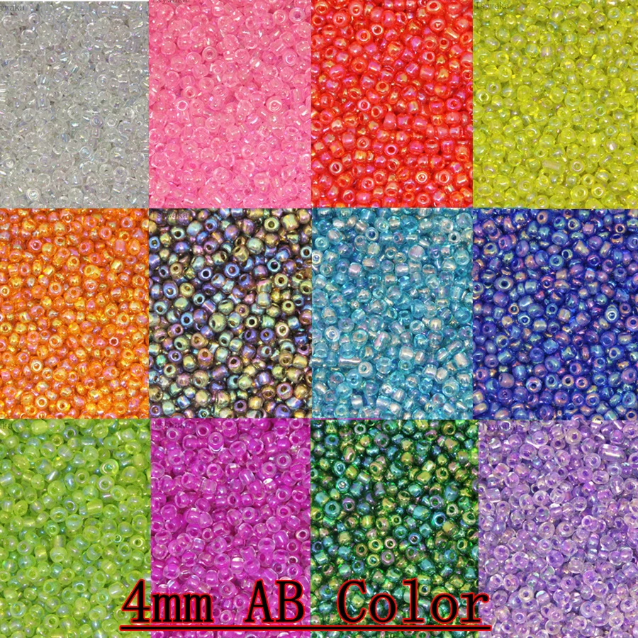 

4mm 100pcs AB Color Czech Glass Seed Spacer Beads Austria Crystal Round Beads For Kids Jewelry DIY Making Accessorie
