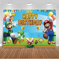 game super marios bros photography backdrops party table decor kids birthday party cartoon photo background vinyl photo booth