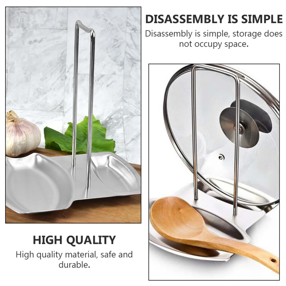 

1Pc Spoon Rest and Pot Lid Holder Stand Stainless Steel Pan Pot Cover Rack