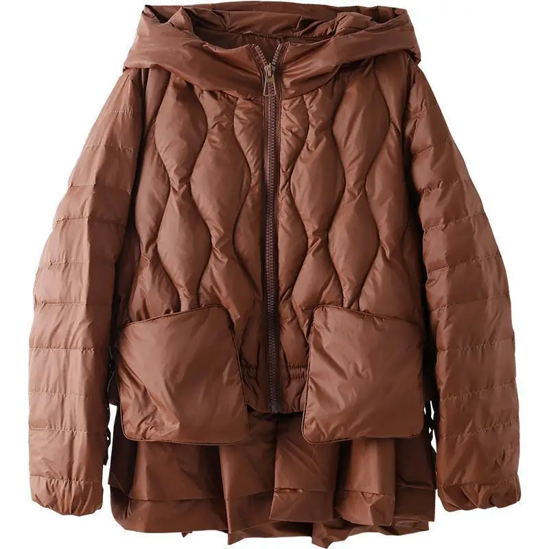 

Fashion hooded cotton padded jacket with drawstring under hem