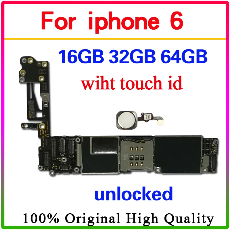 Для iPhone 6 4,7 дюймов материнская плата разблокированная системная плата с/без сенсорного ID Полная функция оригинальная IOS установленная логическая плата