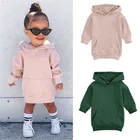 От 1 до 5 лет девочки Свитер с длинными рукавами однотонное детское платье Цвет с капюшоном платье-свитер для девочек, зимняя теплая верхняя одежда для девочек, свитер для девочек