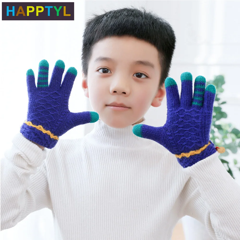 HAPPTYL/1 пара детских перчаток Детские Зимние теплые вязаные перчатки для мальчиков