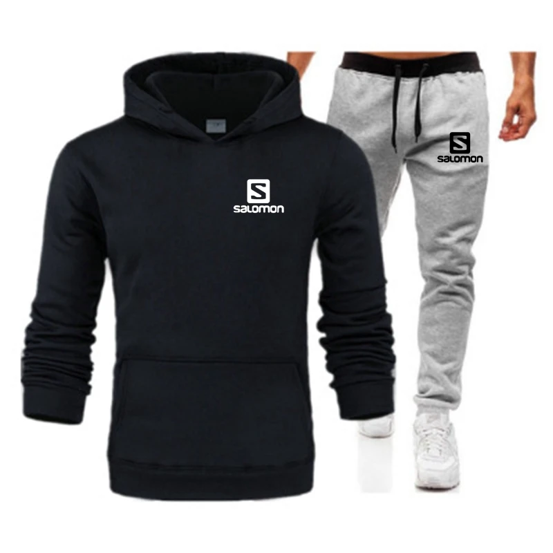 

winter hoodies suits men S print fashion Fleece red hoodie black pants Casual Jogger suit tracksuit sweatshirt woman pullover