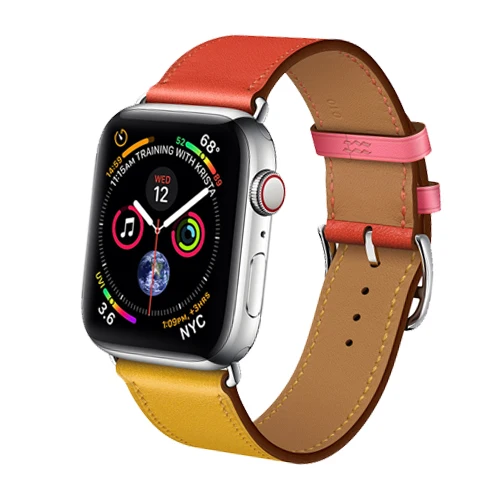 Кожаный ремешок для Apple watch band 4 5 3 44 мм 40 мм ремешок для часов One tour correa 42 мм 38 мм браслет iwatch аксессуары для ремешка - Цвет ремешка: 5-Craie Orange