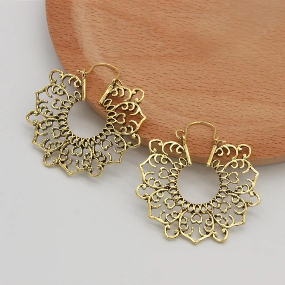 Антикварные индийские этнические кулоны на обруче серебряного цвета ажурный