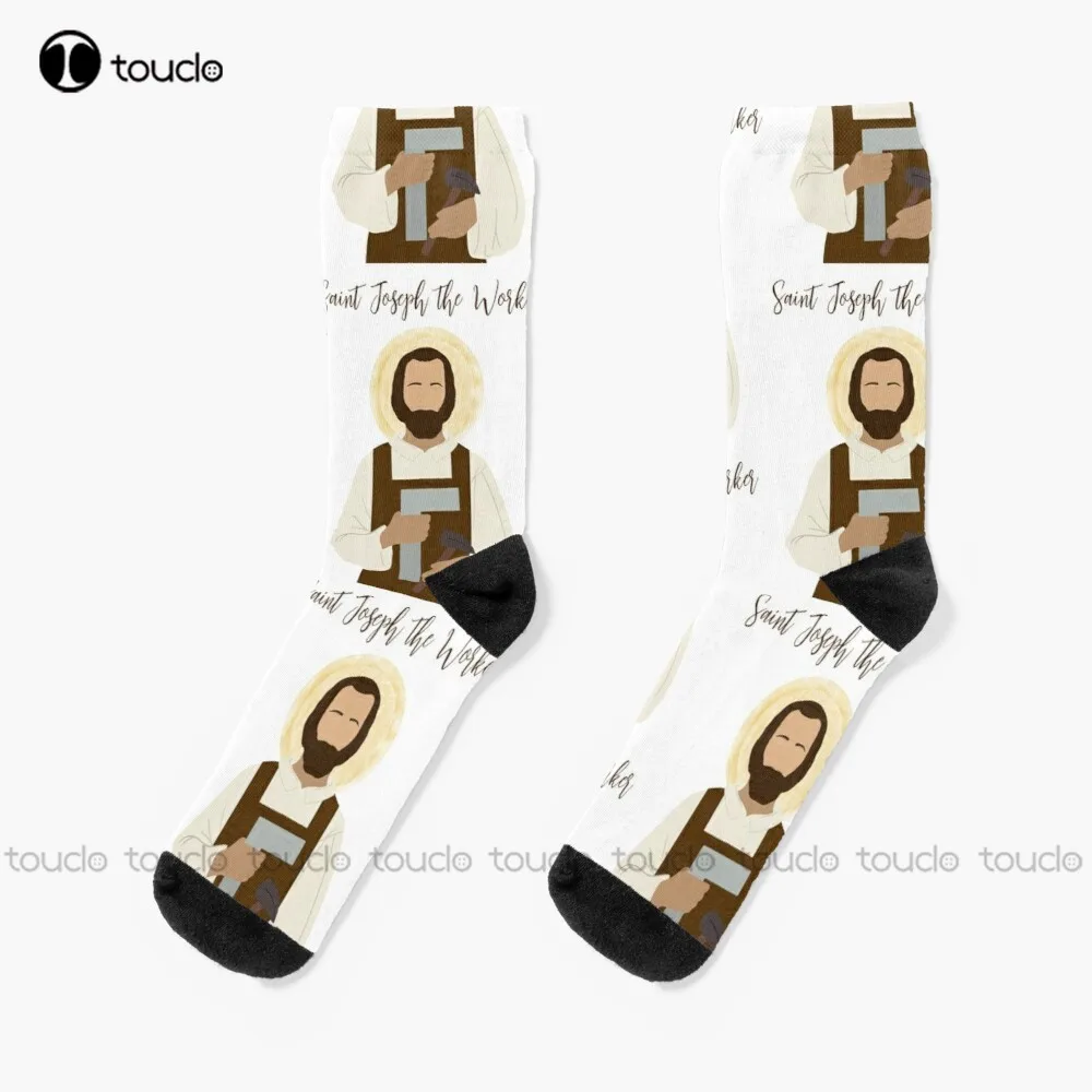 

St. Joseph The Worker Socks Socks Men Unisex Adult Teen Youth Socks Personalized Custom 360° Digital Print Hd High Quality