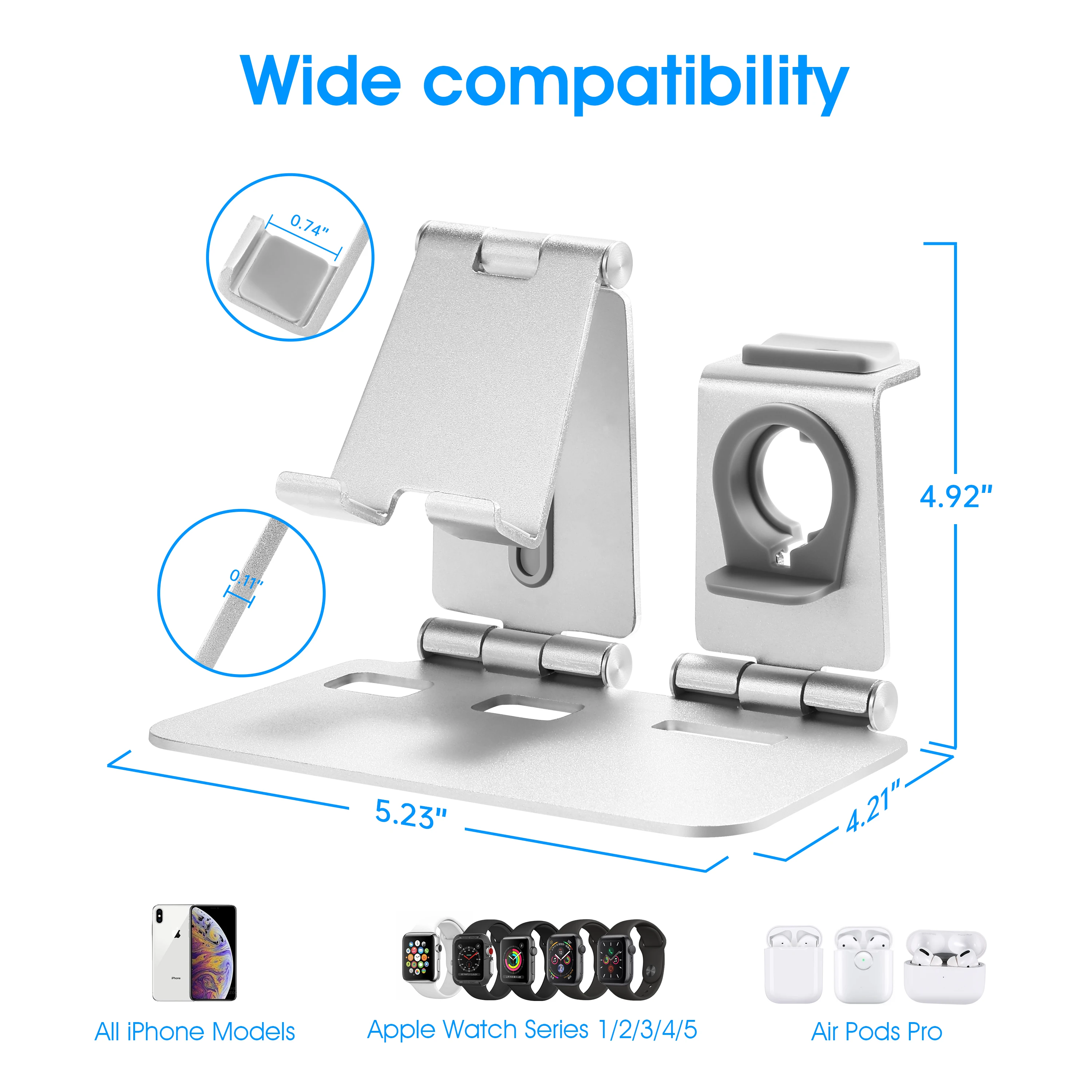3 in 1 alloy desktop phone charger dock holder for airpods 12 pro apple iwatch stand for all iphone ipad android phone tablet free global shipping
