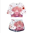 Женский комплект из двух предметов из аниме Моя геройская Академия, короткий топ + шорты Izuku, мимико Тога, футболка, костюмы для косплея