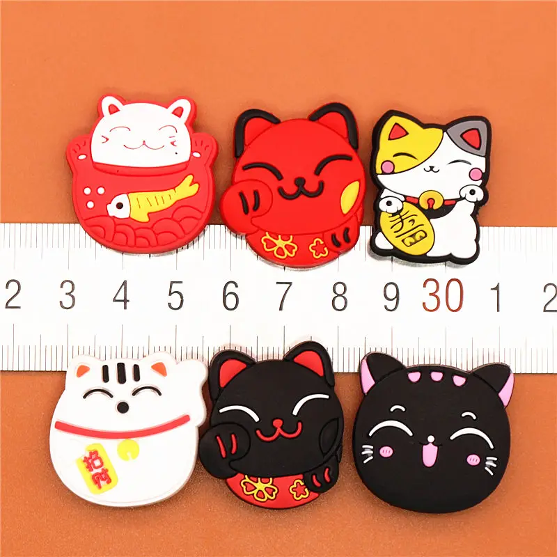 Single Sale 1pcs Shoe Charms Cute Cat Shoe Accessories Buckle Garden Shoes Decorations Fit Croc JIBZ Kid's X-mas Free Shipping