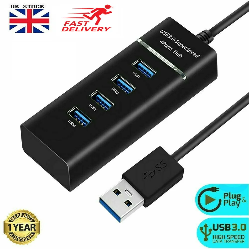 

Высокоскоростной USB-концентратор 3,0, 4 порта, мультиразветвитель, адаптер для настольного ПК и ноутбука