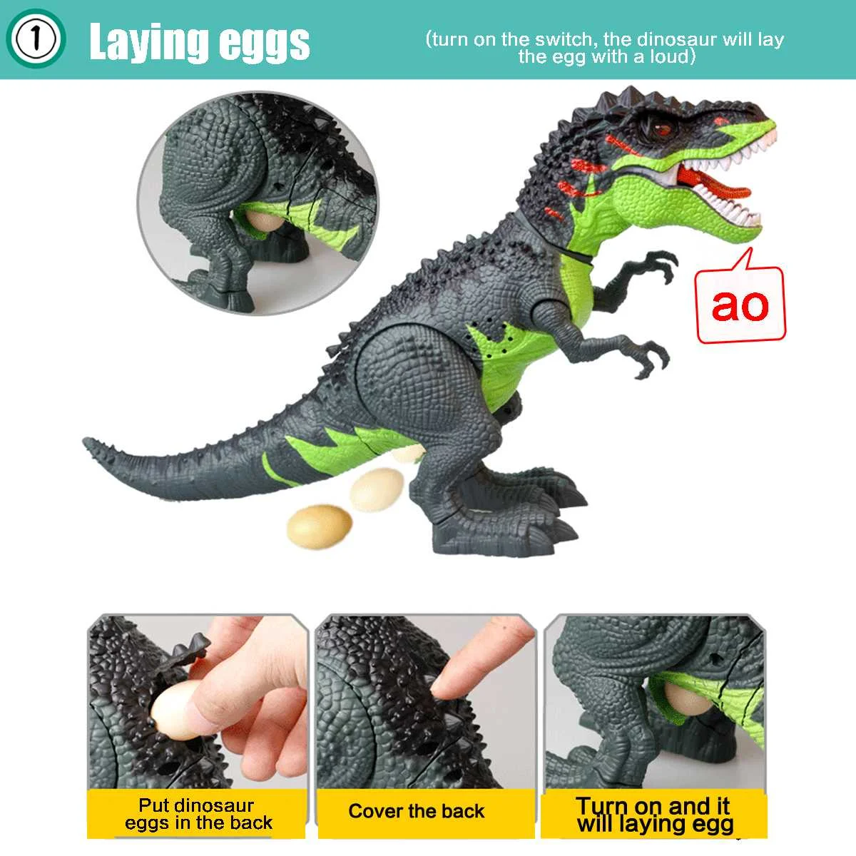 Электрическая игрушка-динозавр Гуляющий тираннозавр укладка светильник яйцо