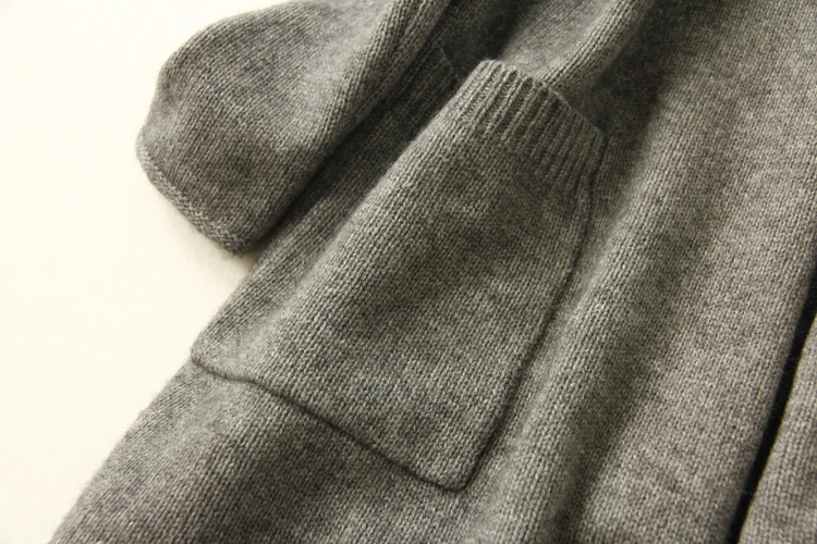 Aliaga New Arrival Pure Cashmere Cardigan Women Autumn Winter Hooded Sweater Coat With Pocket