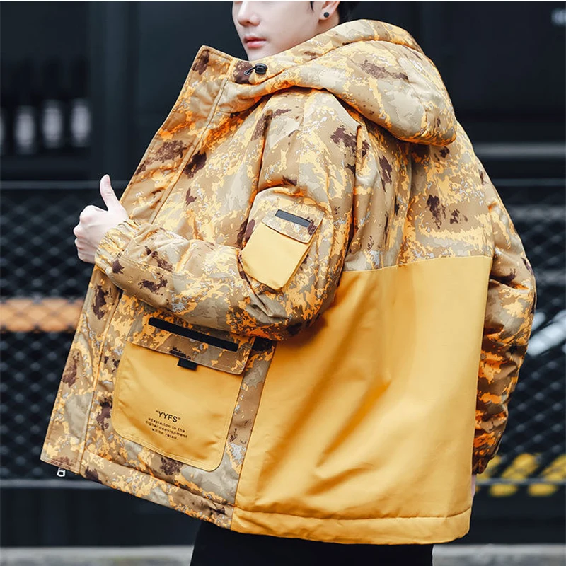 

2020 New Camouflage Man Padded Parkas Coat Winter Hooded Thicken Warm Jacket Male Waterproof SnowWear Wadded Coats Cold Outwear