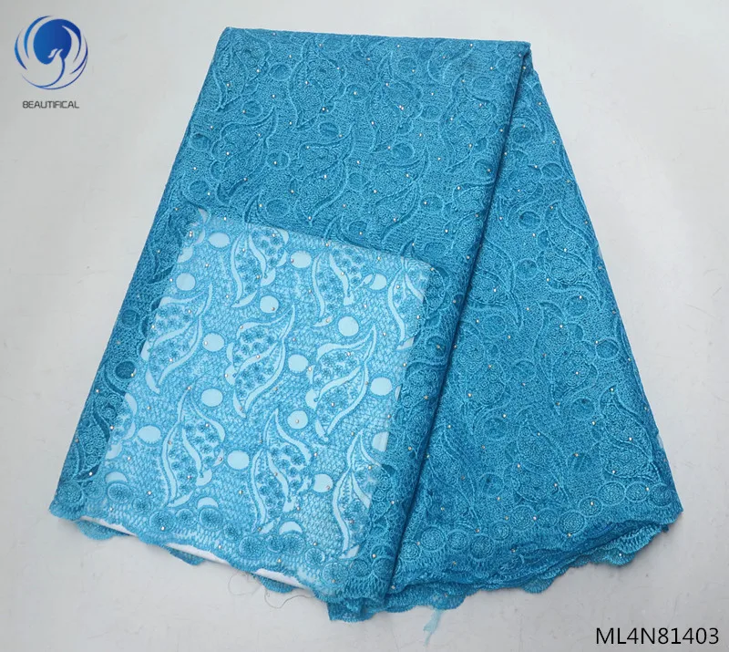 

Beautifical nigerian lace fabrics New embroidery lace fabric for wedding 5yards/lot tulle lace fabric african ML4N814