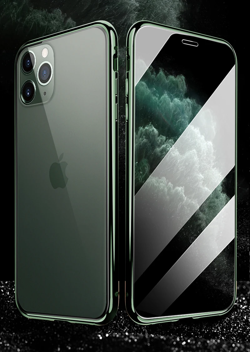 Магнитный адсорбционный металлический чехол для iPhone 11 11 Pro Max прозрачный чехол из закаленного стекла для телефона для iPhone XS Max XR 8 7 Plus откидная крышка