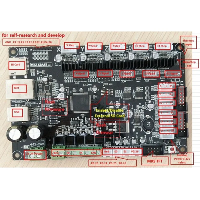 Makerbase MKS SBASE V1.3 32 бит плата управления с открытым исходным кодом поддержка Marlin2.0 и