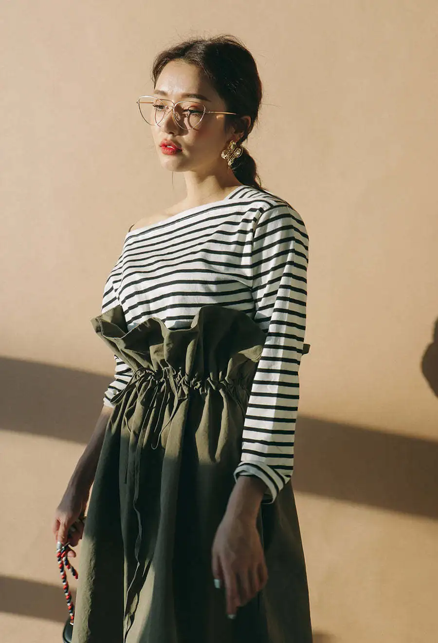 2020 новая модель чистый хлопок зеленые широкие длинные юбки с оборками высокая