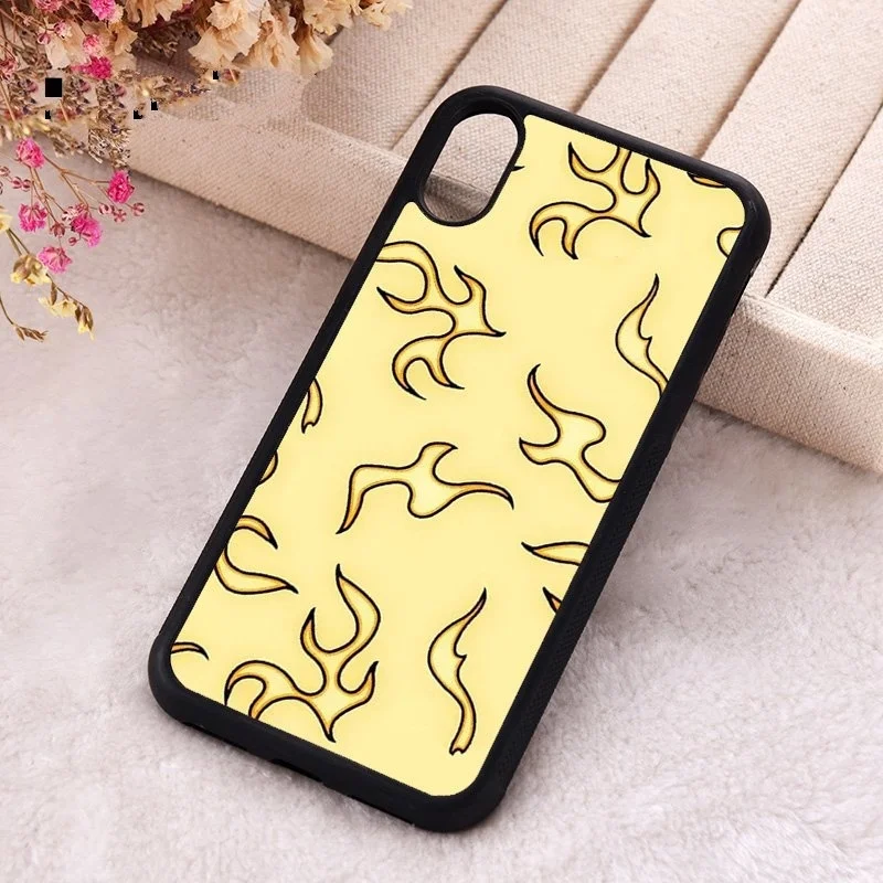 

Чехлы для телефонов iphone 6 6S 7 8 Plus X Xs Max XR 12 MINI Pro, Мягкие силиконовые ТПУ с желтым рисунком пламени, 5 дюймов