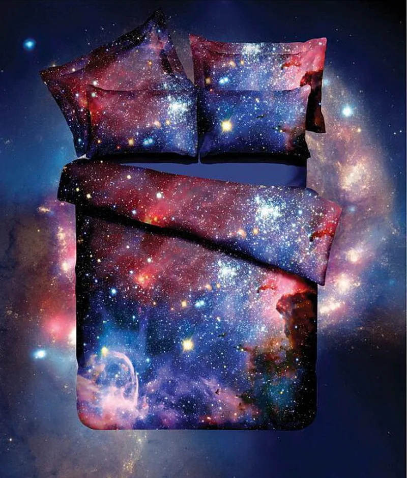 Комплект постельного белья с 3d-галактикой рисунком космоса и Вселенной 2 шт./3 шт./4
