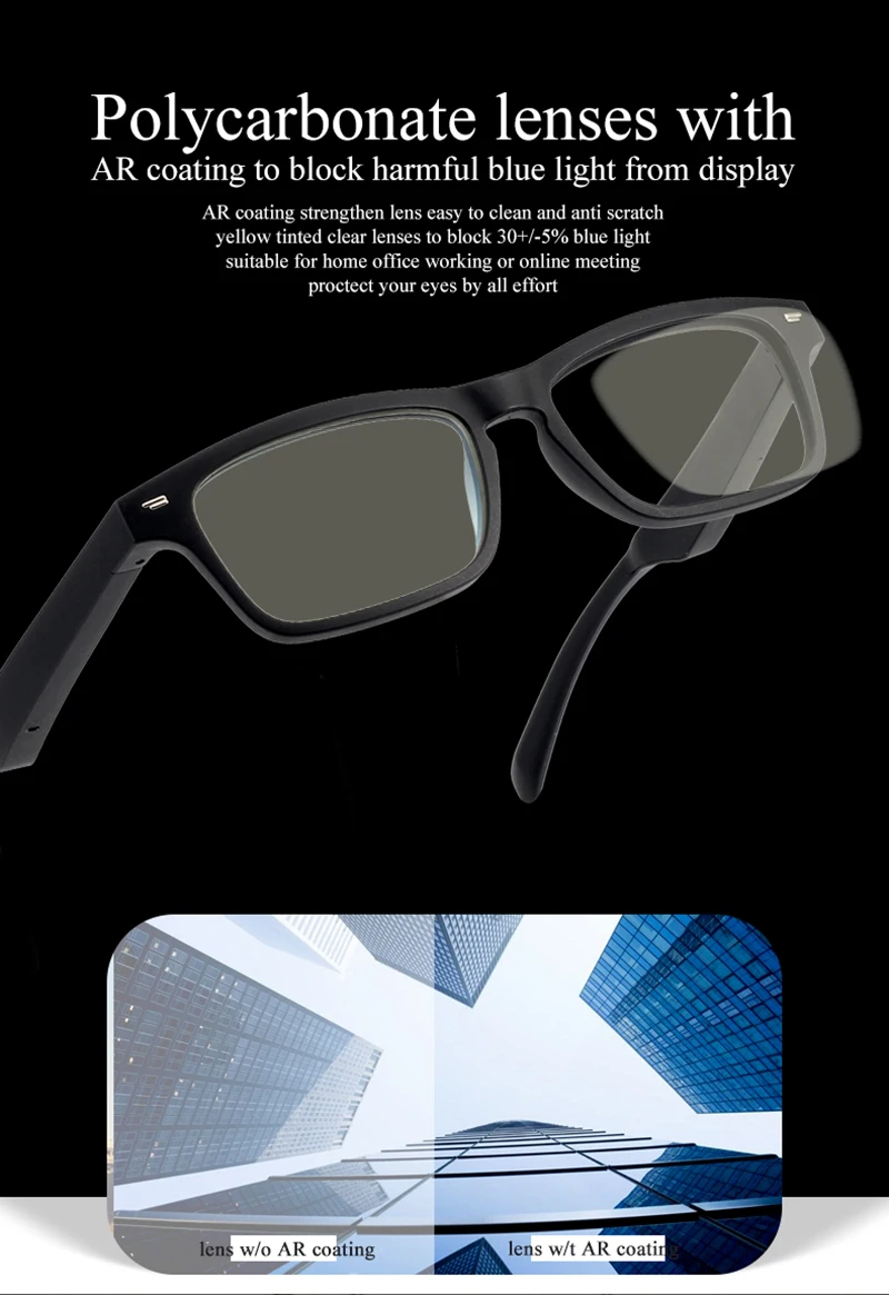 

Smart Glasses Wireless Bluetooth Anti-blue Light Music Headset Audio Speaker Hand-Free Calling Smart Glasses Driving Sunglasses