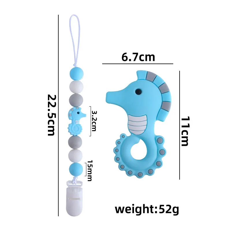 Coskiss 1set hipocampo de silicona beb&eacute; chupete Teethinng cadena lindo beb&eacute; mordedores mordedor para beb&eacute; Molar productos regalo-5