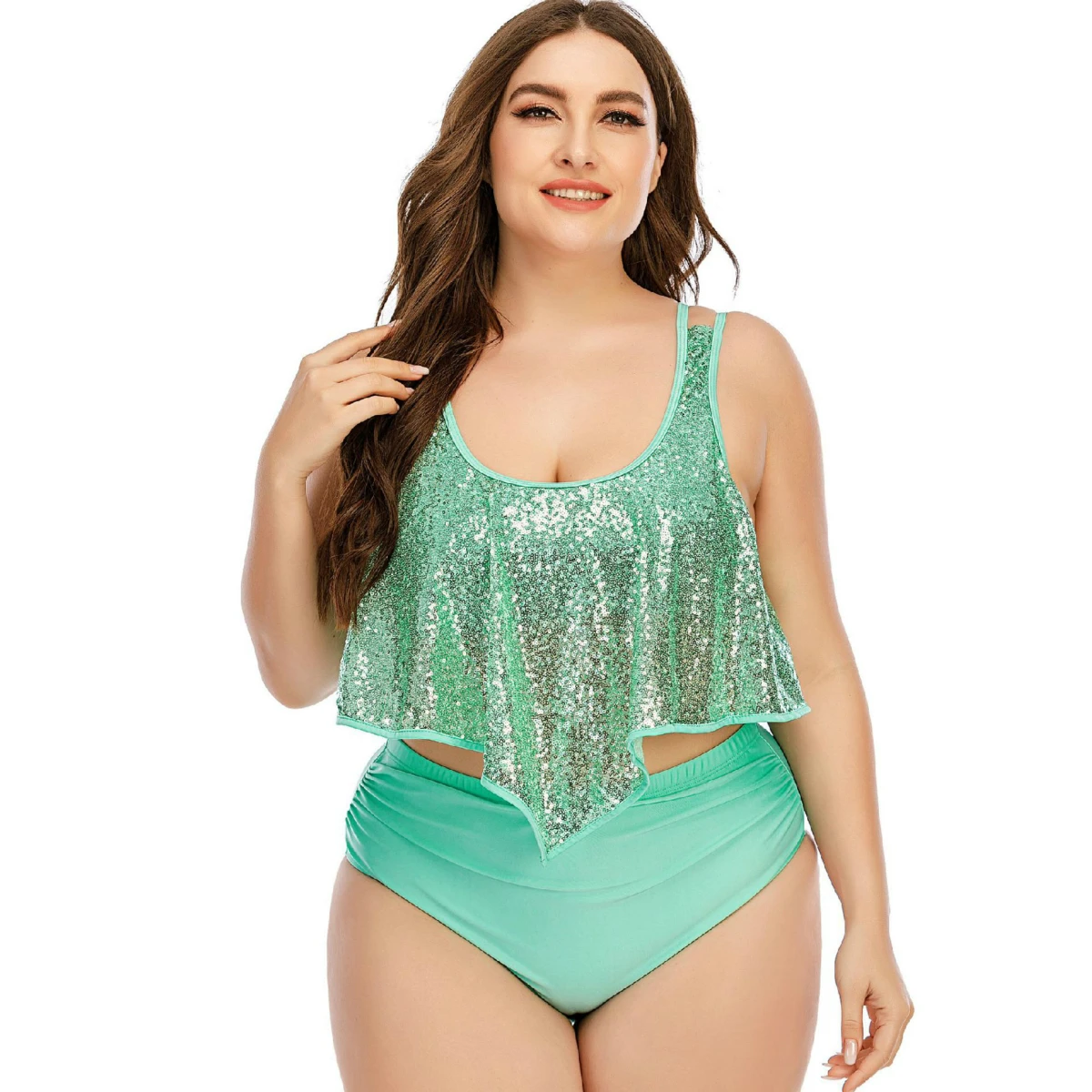 

New Green Female Split Large Size Swimsuit Sexy Bikini