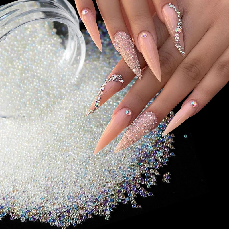 

10ml Caviar Beads Nail Art Accessories Crystal Tiny Rhinestones Glass Balls Micro Beads For Nail Design AB Color Charms Manicure