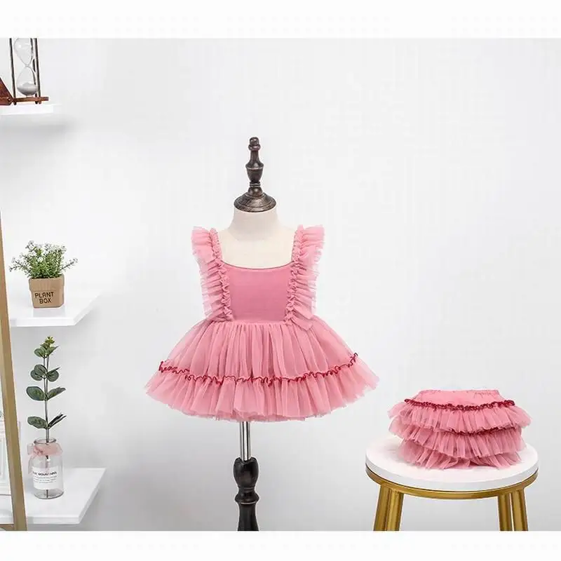 

Baby Girl Party Dresses 2020 New Spain Style Fluffy Tulle Princess Dresses for Wedding Show Baby Clothes E29748