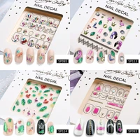 1pc hawaii 3d embossed flower leaf manicure cute cartoon flamingo nail stickers pink bronzing diy graphic design girl stickers