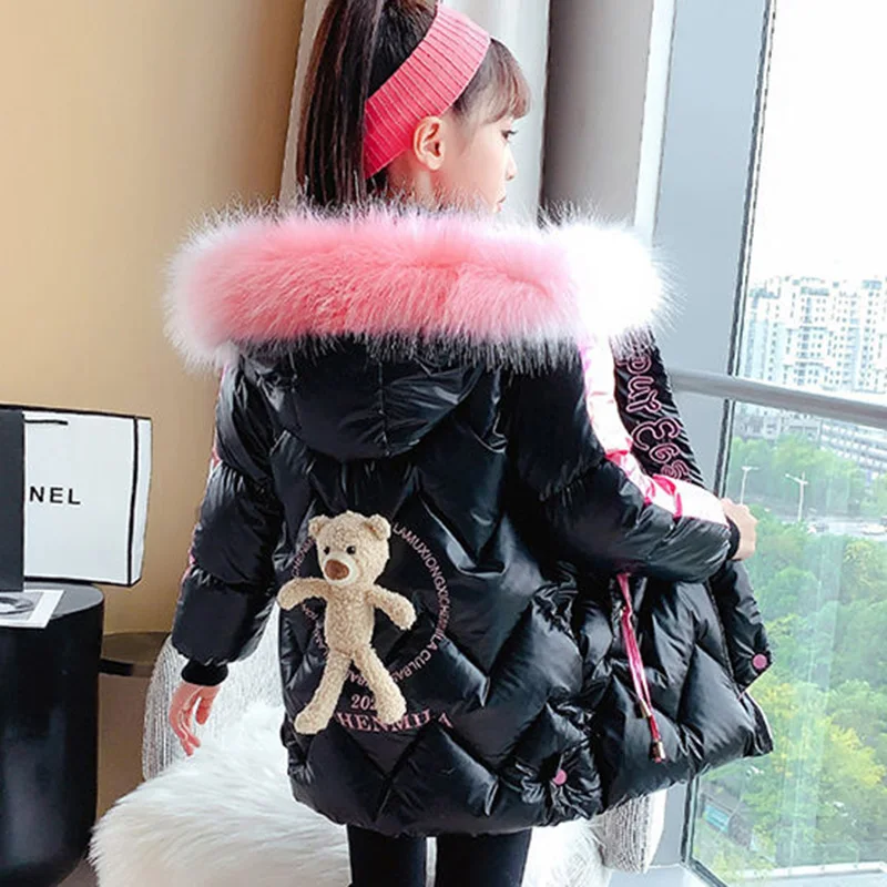 Зимняя Детская куртка детские парки с капюшоном для маленьких девочек длинное