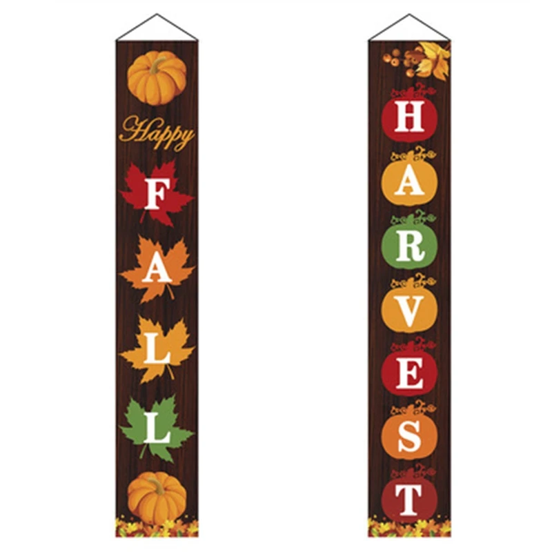 

AT69 -Fall Outdoor Indoor Happy Fall Harvest Banner Sign Fall Autumn Thanksgiving Party Yard Front Door Hanging Decor
