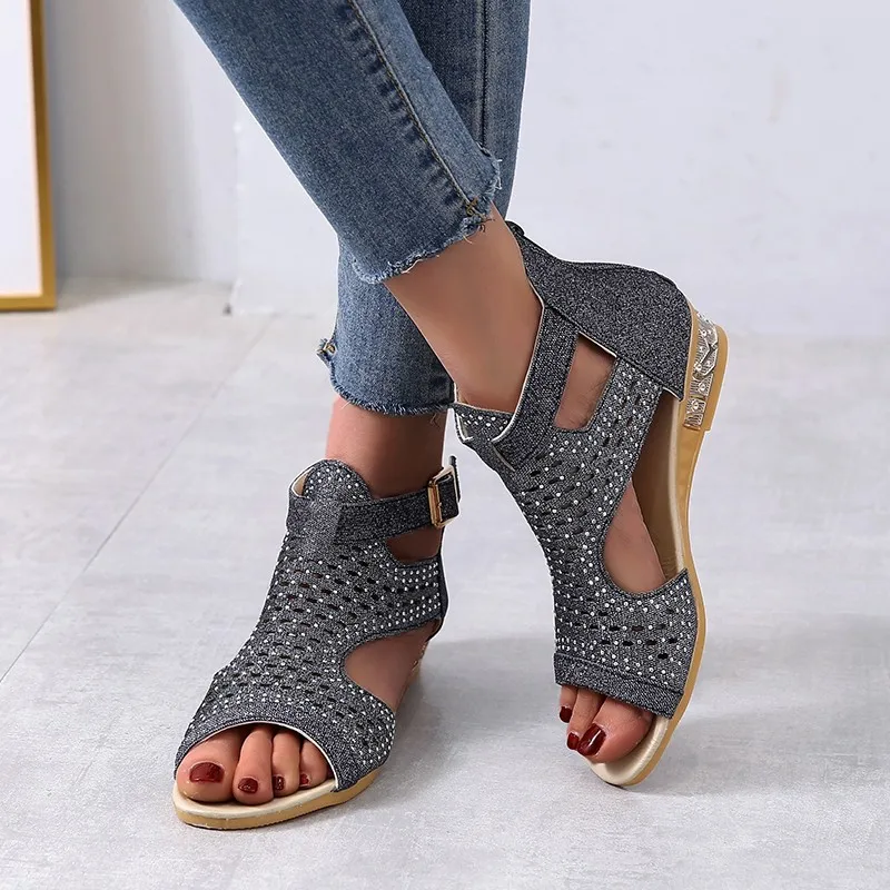 

New Summer Women Sandals High Heels Hollow Open Toe Gladiator Zipper Ladies Shoes Party Shoes Platform Casual Sandalias De Mujer