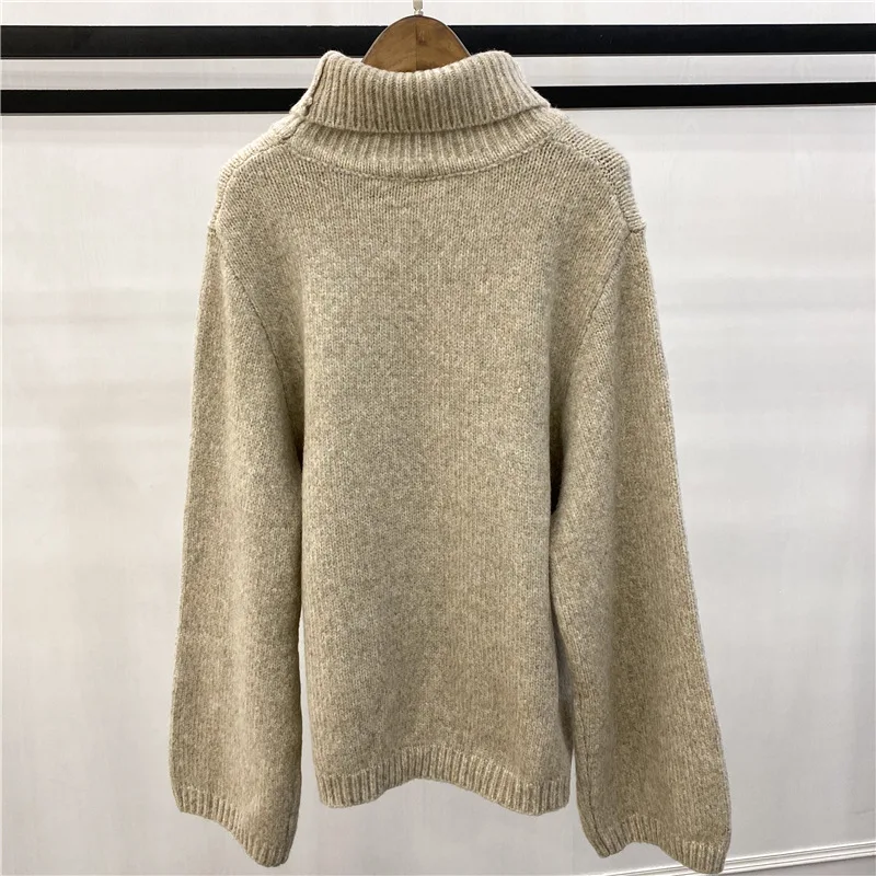 Women Sweater 2021 Autumn and Winter New Pile Neck Sweater Women Loose Profile Sweater