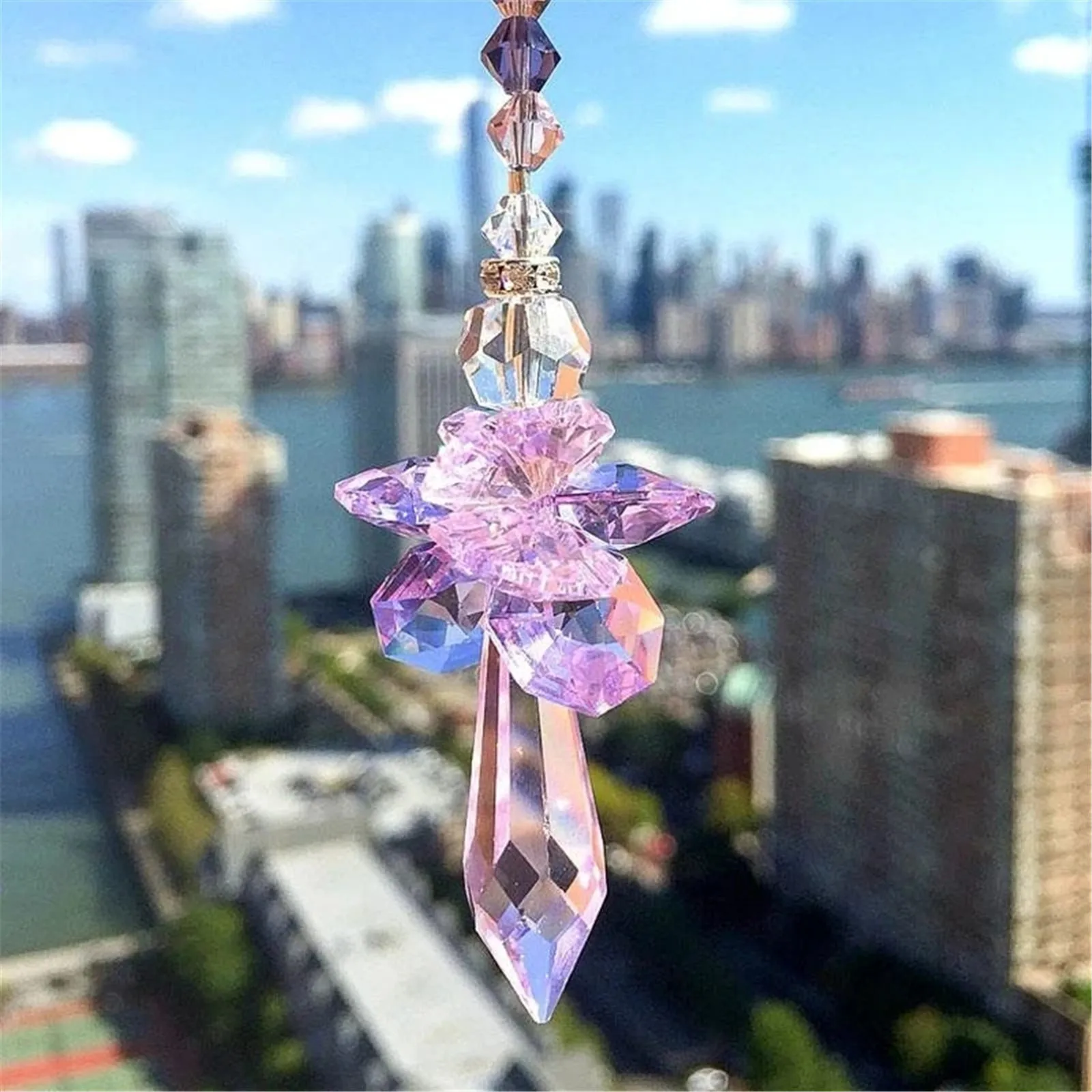 Modern Rainbow Crystal Angel Chakra Suncatcher Car Charm Pendant Wall Window Door Wind Chimes Hanging Ornaments Room Home Decor | Дом и сад