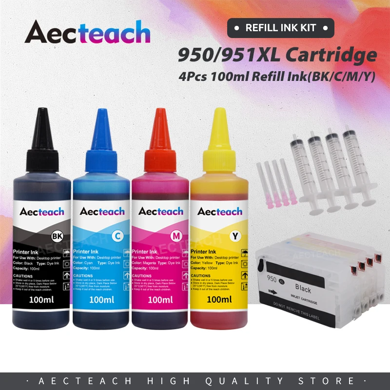 Aecteach Новая краска на основе красителя для HP950 95xl 950 951 перезаправляемый картридж HP